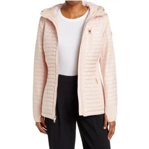 NWT Michael Kors Mixed Media Blush Short Quilted Jacket - XS